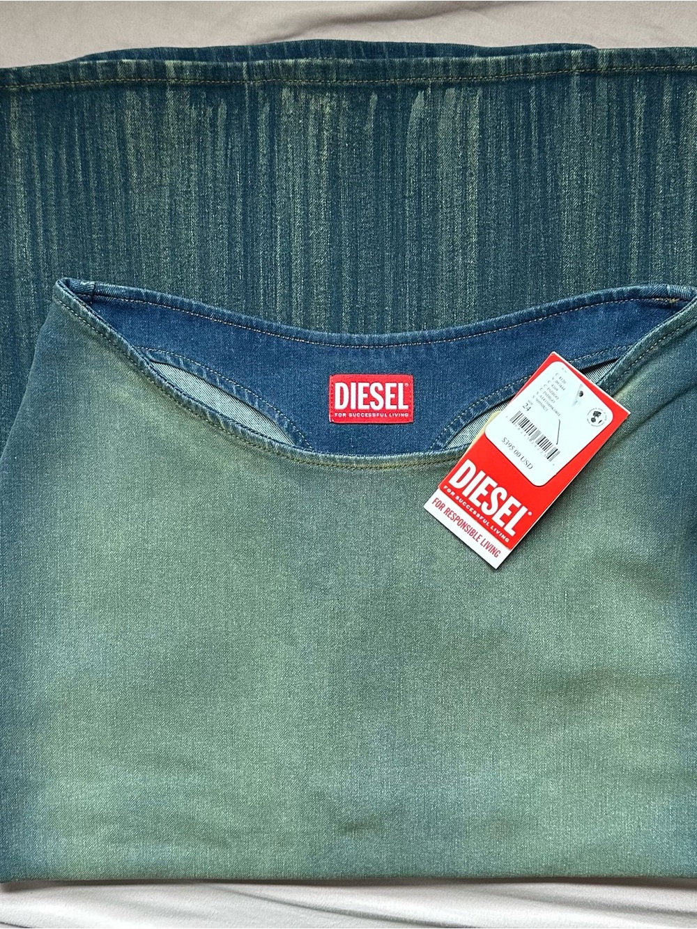 DIESEL | Ombré Washed Denim Pencil Skirt (24) NWT - Picture 3 of 9